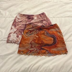 Urban Outfitters Marble Print Skirt Set - Pink and Orange